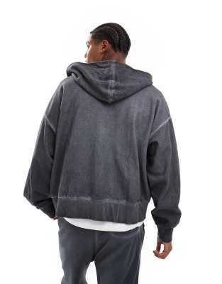 hide出品 Bershka washed zip through hoodie tracksuit in charcoal | ASOS