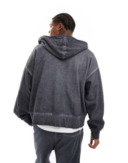Bershka washed zip through hoodie tracksuit in charcoal | ASOS