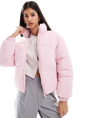 Bershka - Wattierte Jacke in Blassrosa