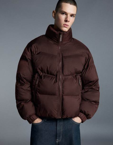 Bershka wattierte technische Jacke in Braun - view 1