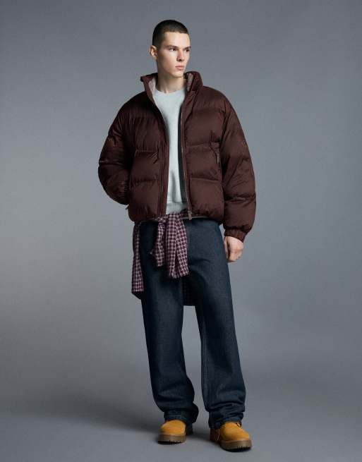 Bershka wattierte technische Jacke in Braun, 2 von 6