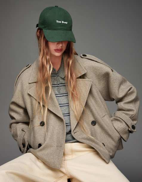 Bershka – Weicher Trenchcoat in Grün - view 1