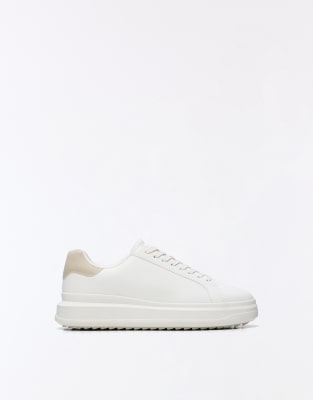 Weiße Sneaker mit dicker Sohle Weiß 45