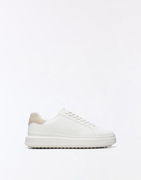 Bershka – Weiße Sneaker mit dicker Sohle - view 1