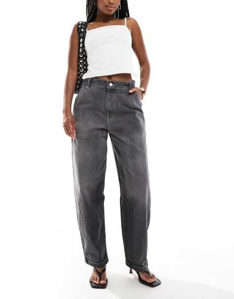 Bershka – Weit geschnittene Skater-Jeans in Dirty-Grau - view 1