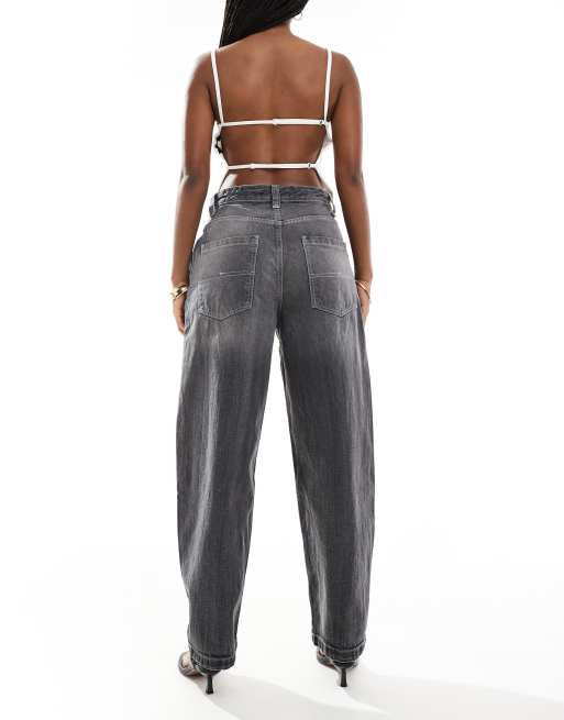 Bershka – Weit geschnittene Skater-Jeans in Dirty-Grau, 3 von 5