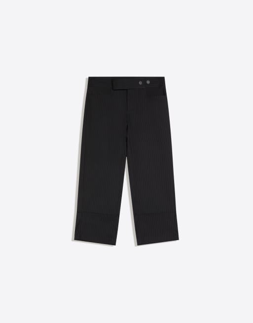 Bershka weite Caprihose mit Umschlag in Schwarz und Weiß, 5 von 5