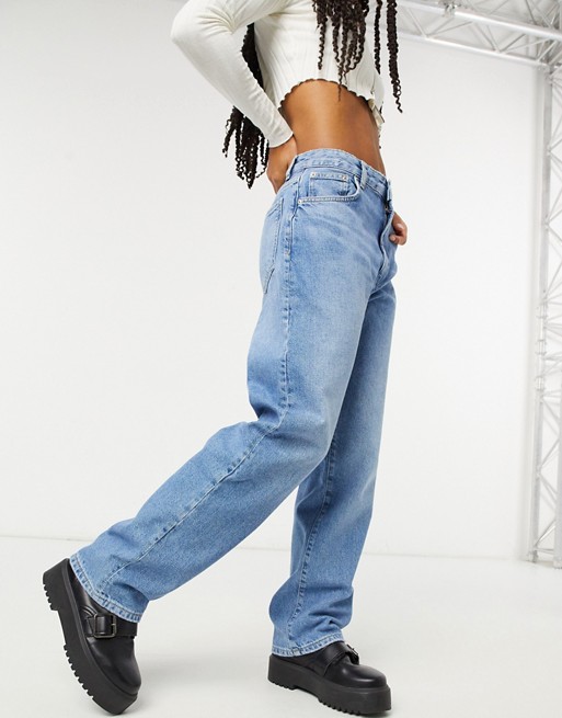 Bershka Weite Jeans Im Stil Der 90er Jahre In Blau Asos