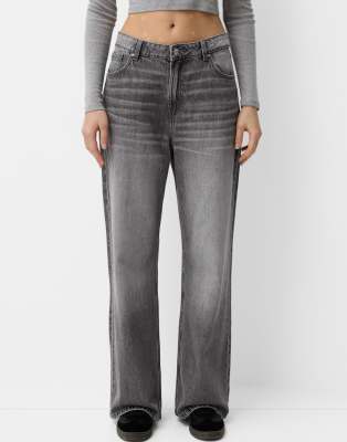 Bershka – Weite Jeans in Grau - view 1