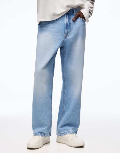Bershka – Weite Jeans in Hellblau - view 1