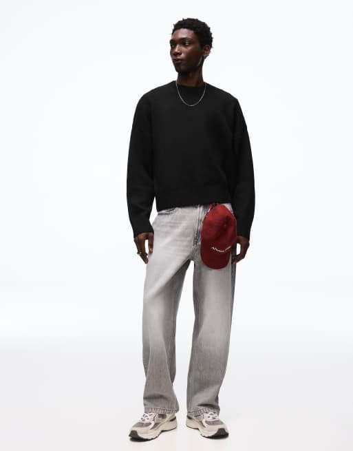 Bershka – Weite Jeans in Hellgrau, 2 von 4