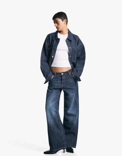 Bershka – Weite Jeans in Jeansblau - view 1