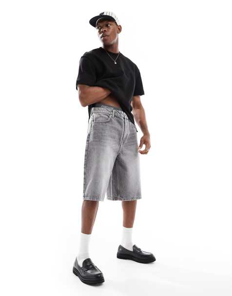 Bershka – Weite Jeansshorts in Grau - view 1