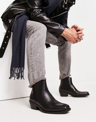 Bershka western boot with heel in black - ASOS Price Checker