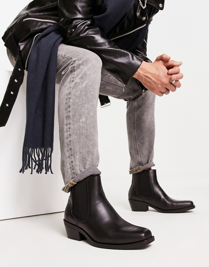 Bershka western boot with heel in black