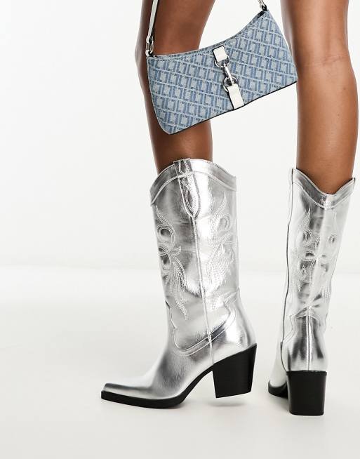 Womens silver sale cowboy boots