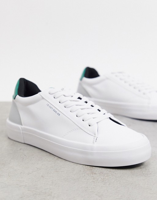 Bershka white trainer with contrast green panel
