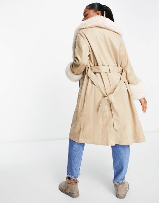Bershka – Wiązany w talii płaszcz w kolorze ecru, 2 z 4
