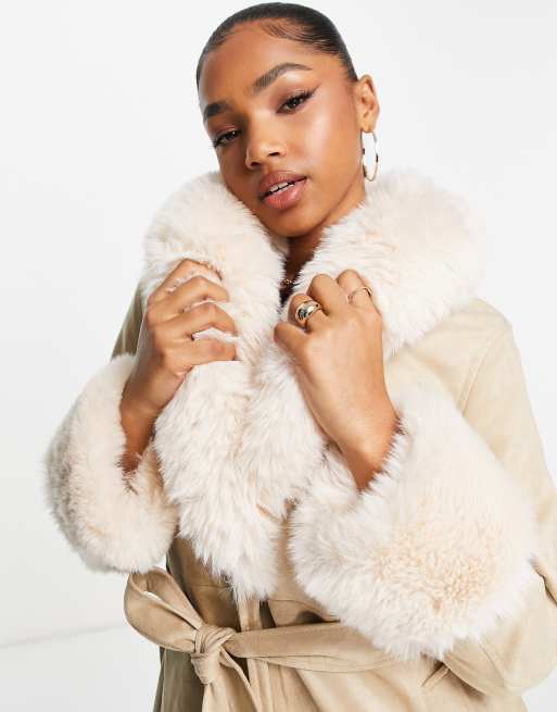 Bershka – Wiązany w talii płaszcz w kolorze ecru, 3 z 4
