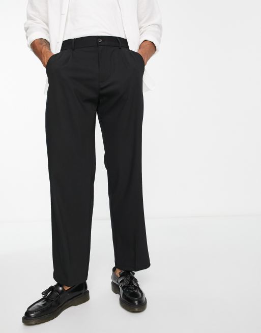 Bershka wide fit tailored trouser in black | ASOS