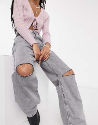 ZW THE '90S WIDE LEG JEANS - Gray marl