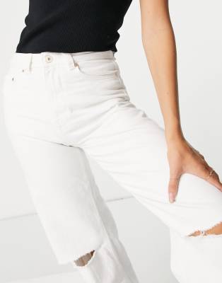 white wide leg ripped jeans