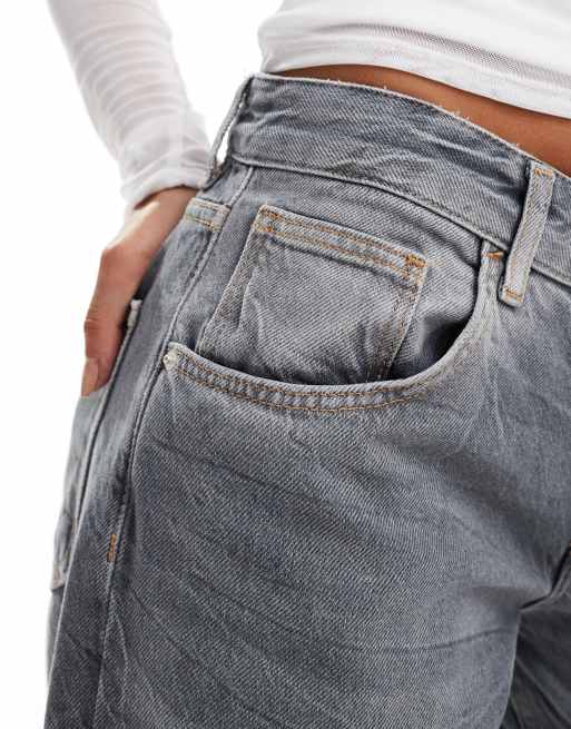 Bershka wide leg baggy jeans in dirty gray wash