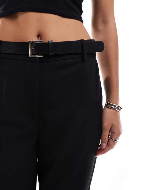 Bershka belted utility trouser in black store