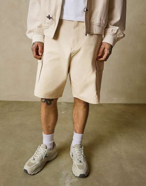 Bershka Wide-leg cargo bermuda shorts in beige - view 1