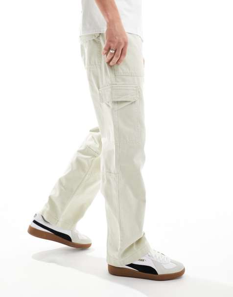 Bershka wide leg cargo in stone - view 1