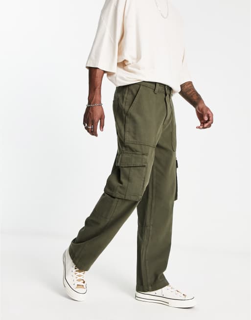 Bershka ripstop cargo pants in sand