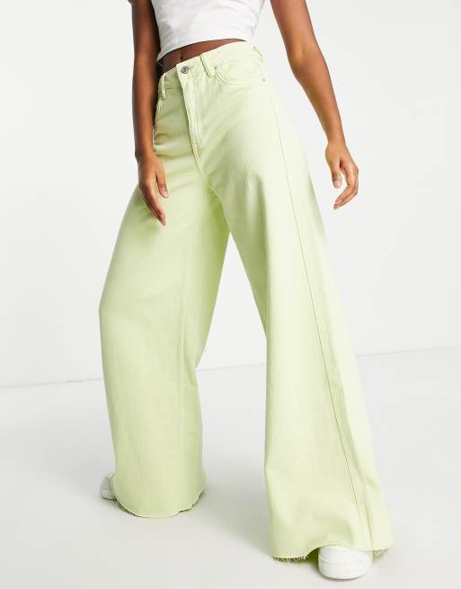 Bershka wide leg dad jeans in soft green | ASOS