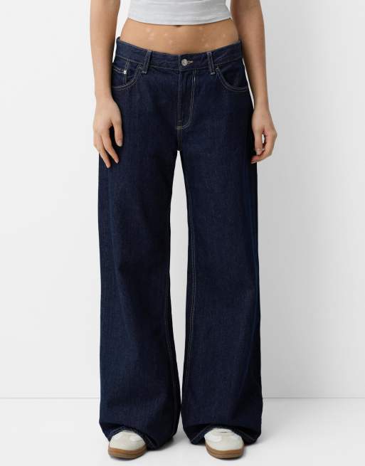 Bershka wide leg jeans in blue