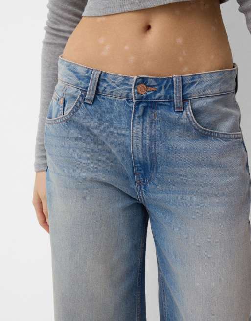 Bershka wide leg jeans in blue