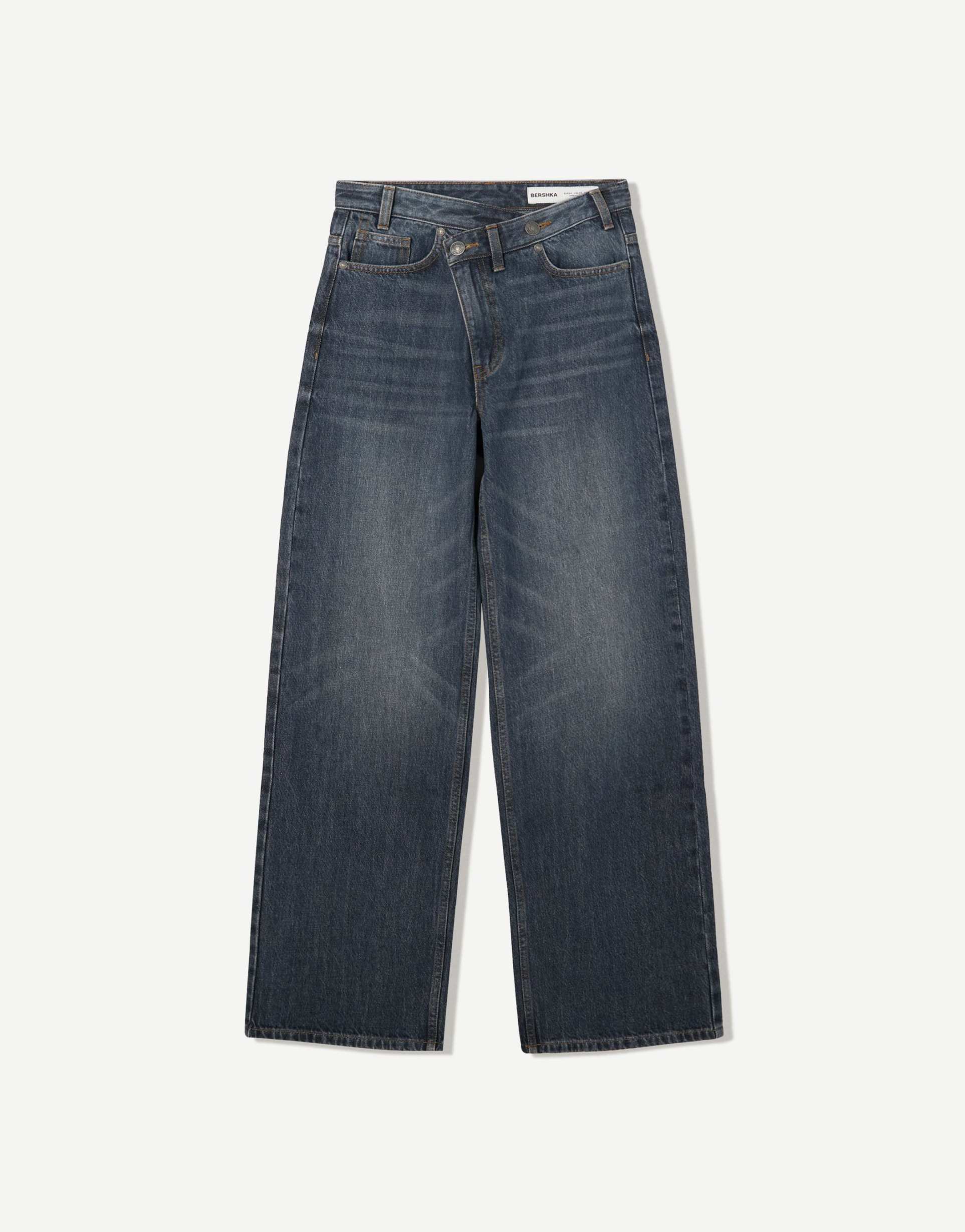 Bershka wide leg jeans in denim blue