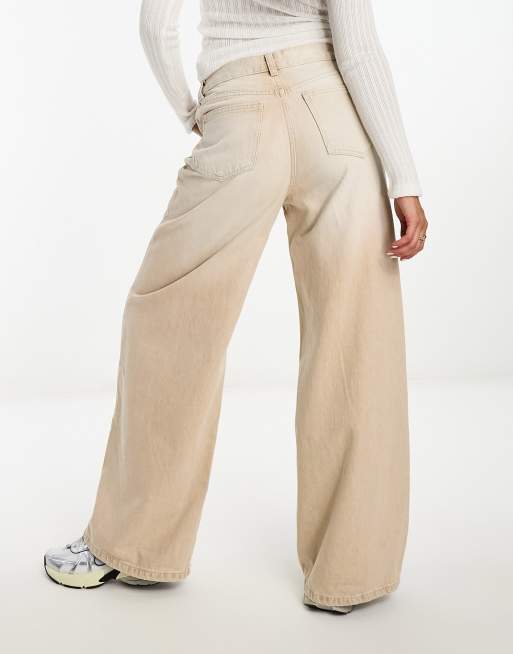 Beige Sand High Waisted Wide Leg Jeans