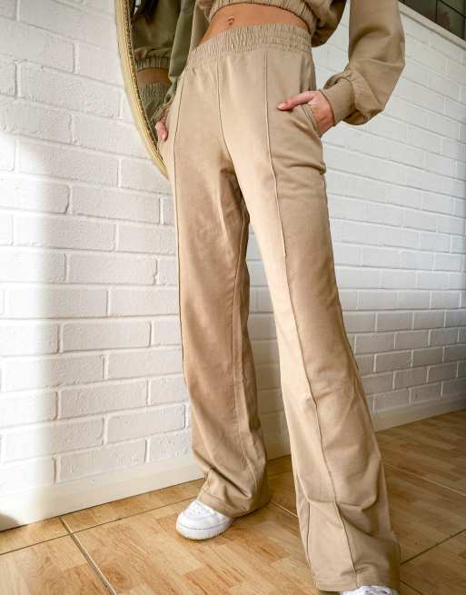 Beige wide leg online joggers