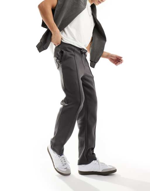 Charcoal Grey Drawstring Wide Leg Joggers