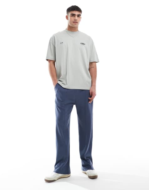Bershka wide leg jogger in dark blue - view 1