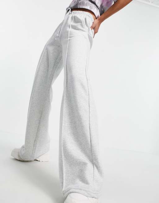 Bershka wide leg jogger in grey marl, ASOS