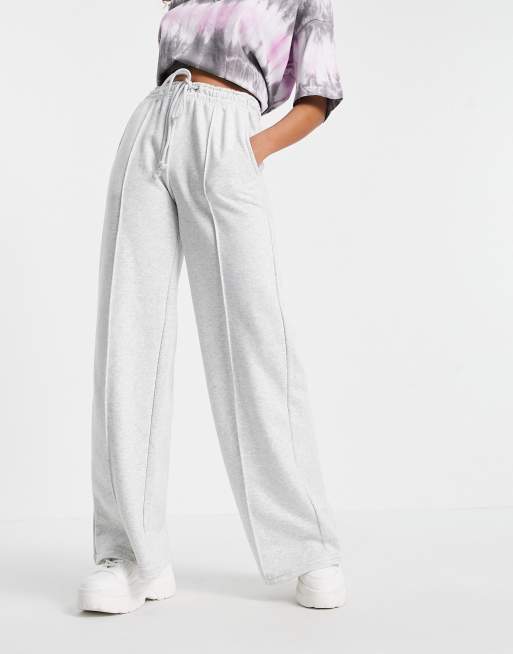 Bershka wide leg jogger in grey marl