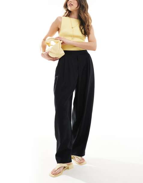 Bershka wide leg linen pants in black - view 1