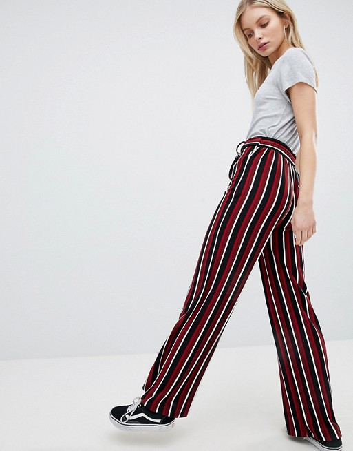 Bershka | Bershka wide leg PANTS in color block stripe