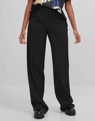 black pinstripe trousers