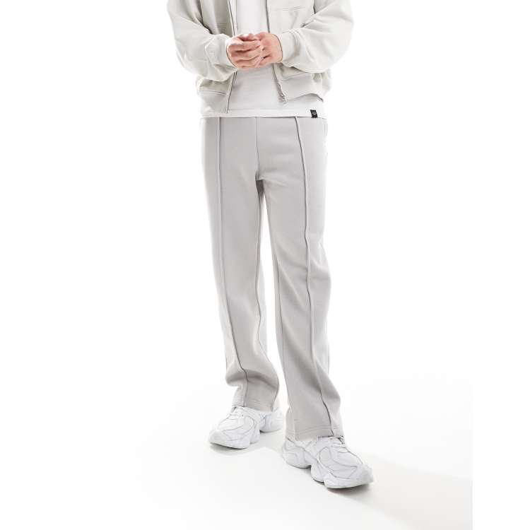 Bershka wide leg pintuck jogger in grey ASOS