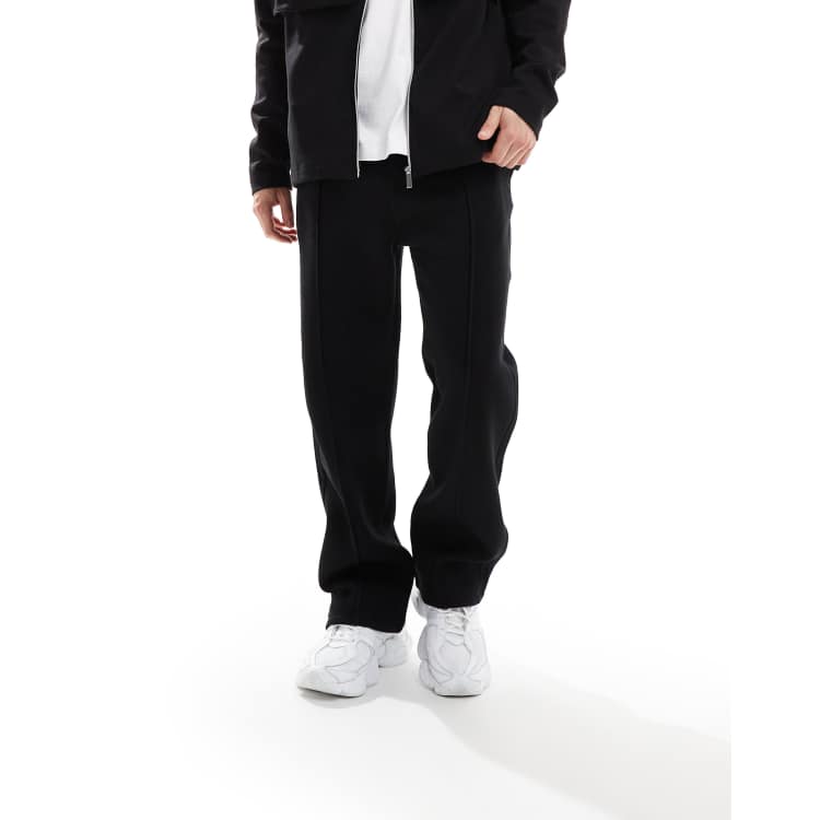 Bershka wide leg pintuck sweatpants in black | ASOS