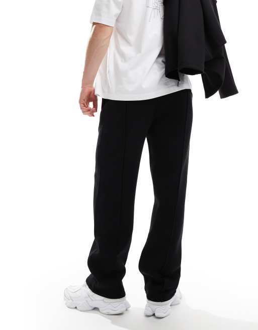 Bershka wide leg pintuck sweatpants in black | ASOS