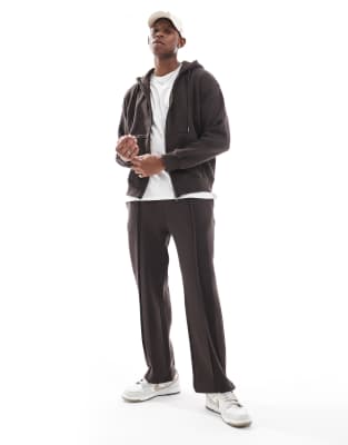 wide leg pintuck sweatpants in brown