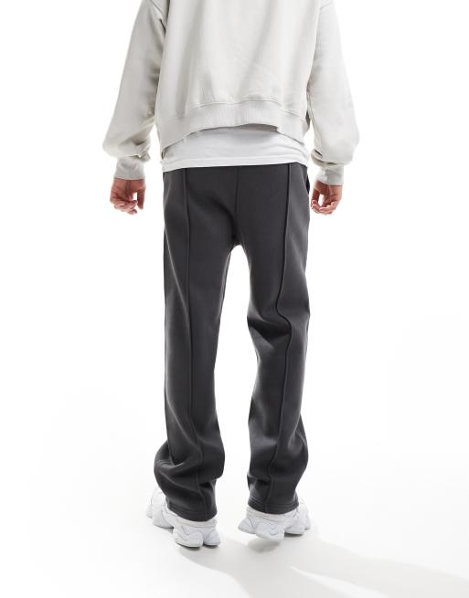 Bershka wide leg pintuck sweatpants in charcoal
