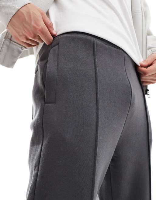 Bershka wide leg pintuck sweatpants in charcoal